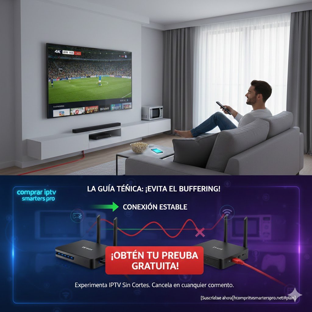 Usuario disfrutando de una señal de iptv sin cortes tras seguir la guia de configuración en su Smart TV.