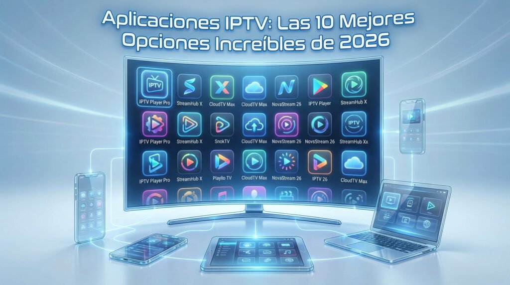 Vista de la interfaz de usuario moderna y fluida tras comprar iptv smarters pro en una Smart TV 4K.